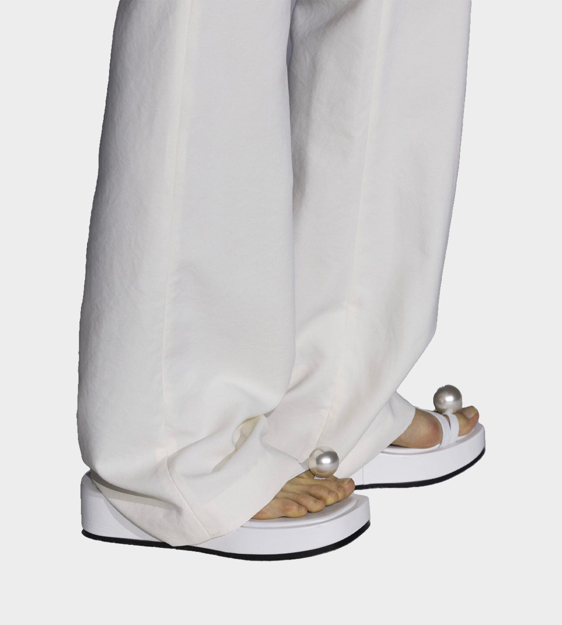 Peart Toe Platform Sandals White