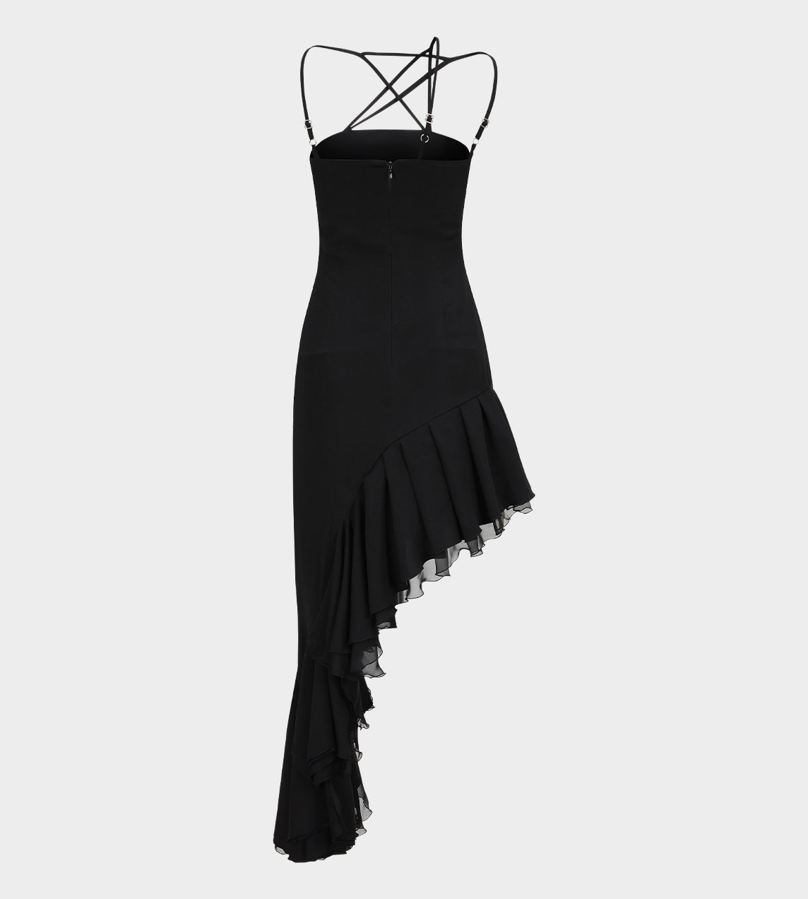 LEJE - Etoile Asymmetric Frill Dress Black