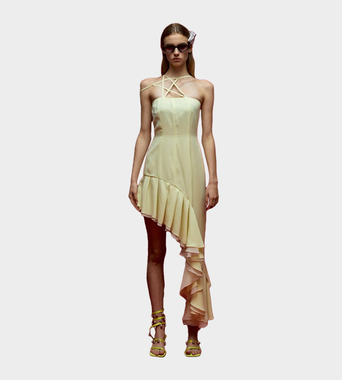 LEJE - Etoile Asymmetric Frill Dress Yellow
