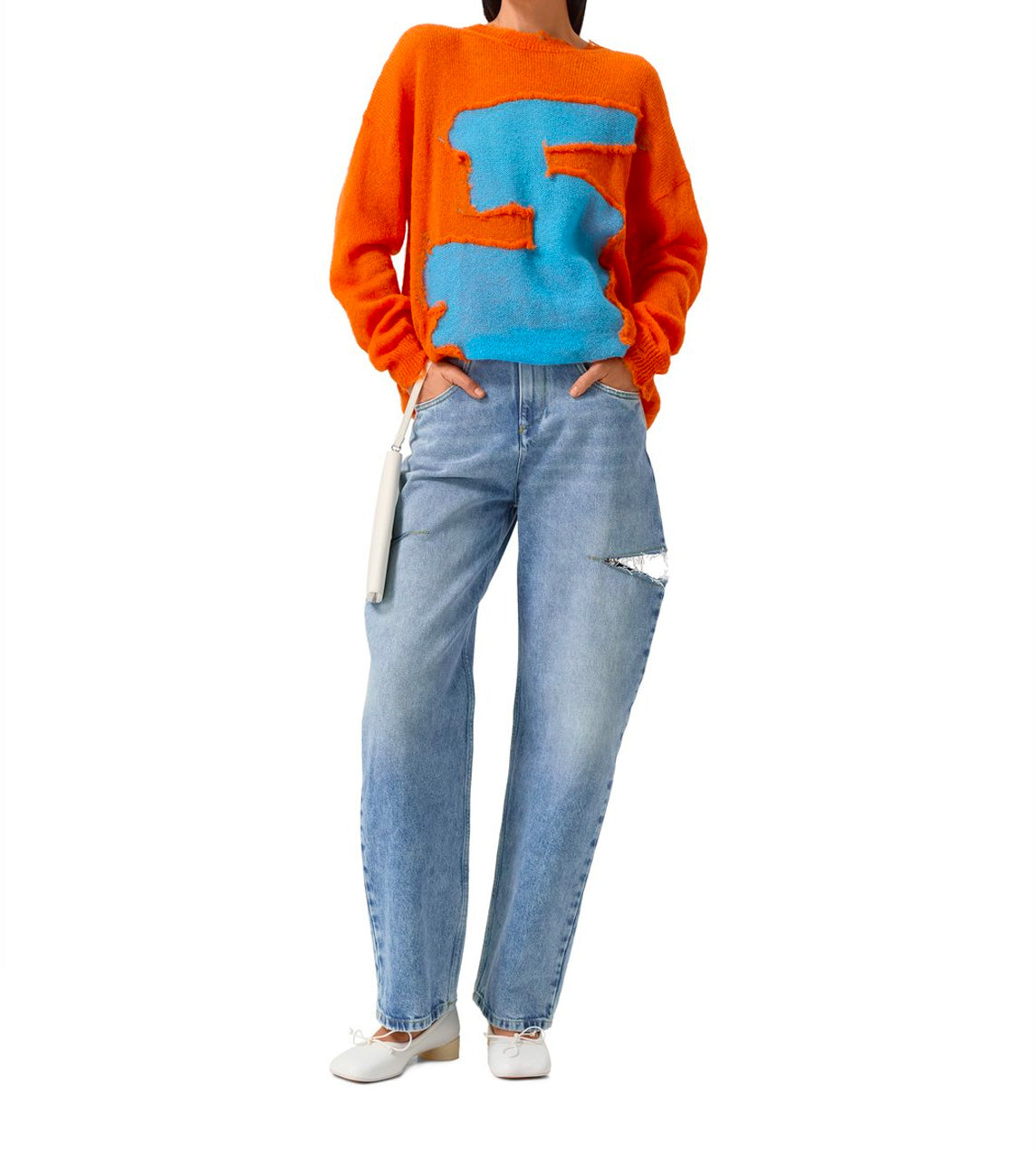 MM6 Maison Margiela - Distressed Sweater Orange
