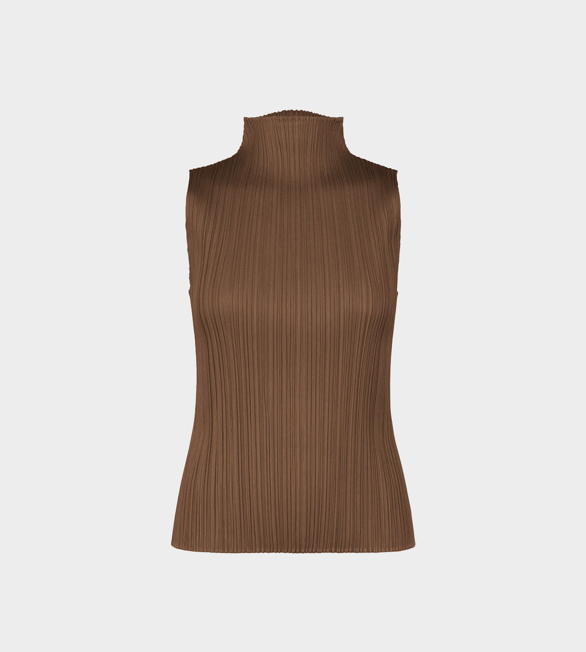 Pleats Please Issey Miyake - Basics Sleeveless Mockneck Chocolate