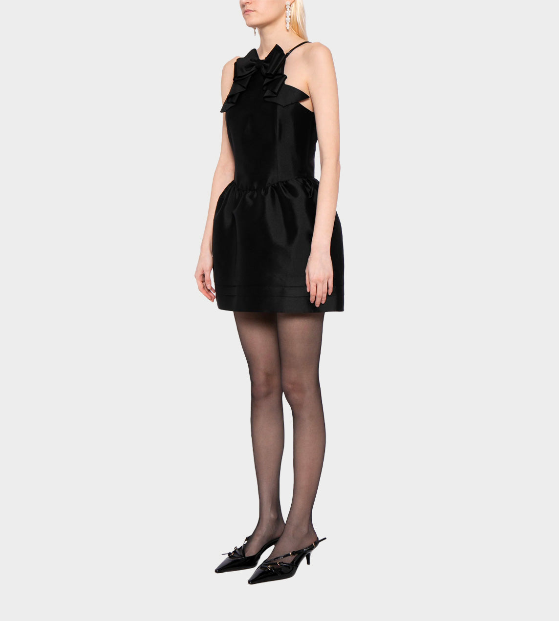ShuShu/Tong - 3D Hanging Bow Neck Dress Black