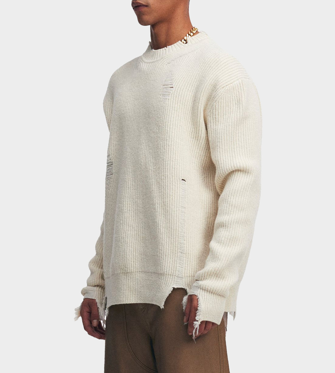Destroyed Knit Top Ivory