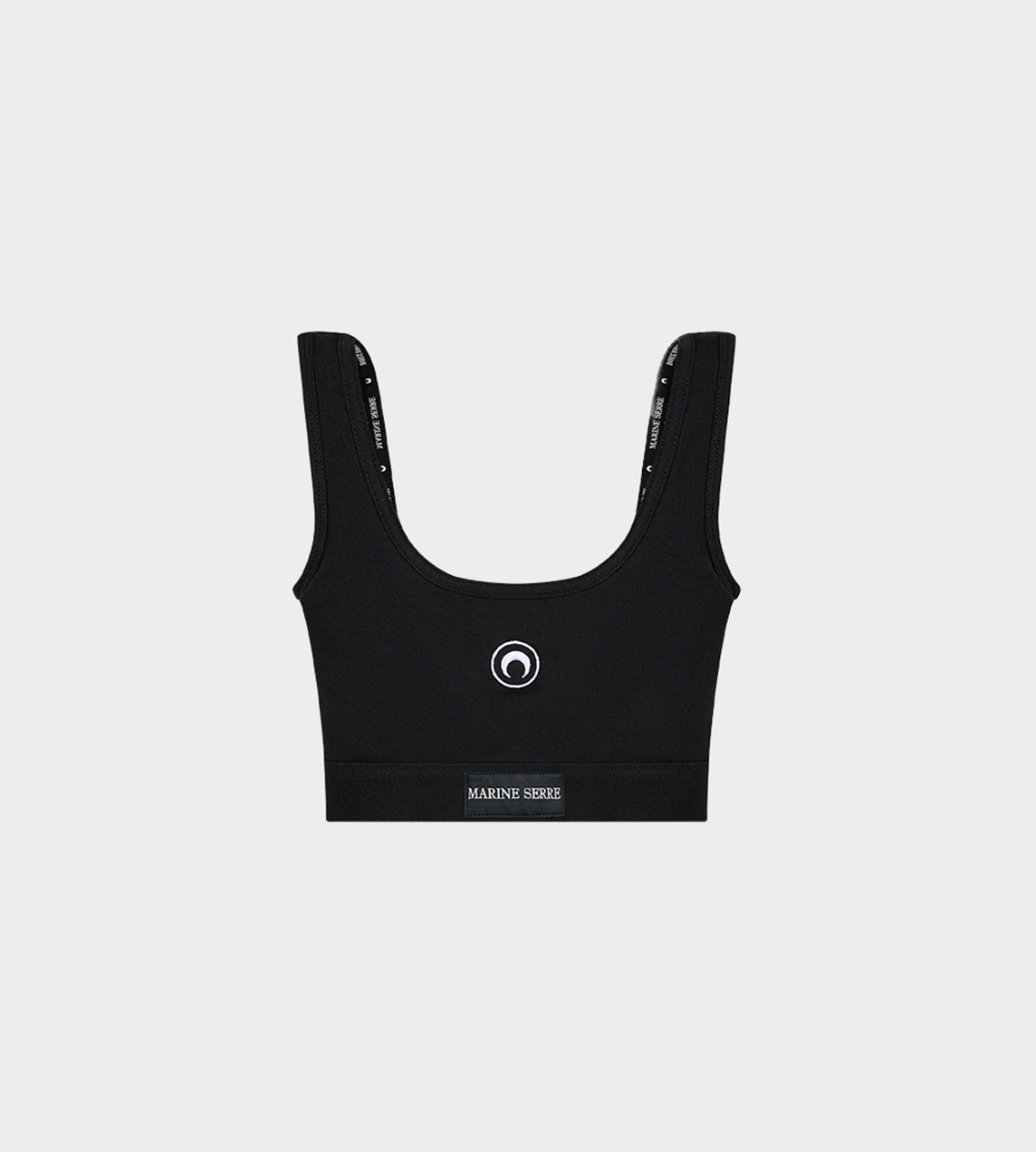 MARINE SERRE - Moon Logo Stretch Sports Bra Blk