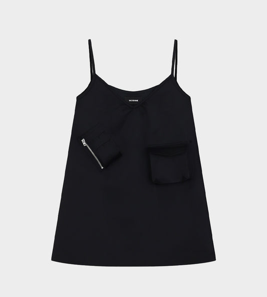 WE11DONE - Satin Pocket Dress Black