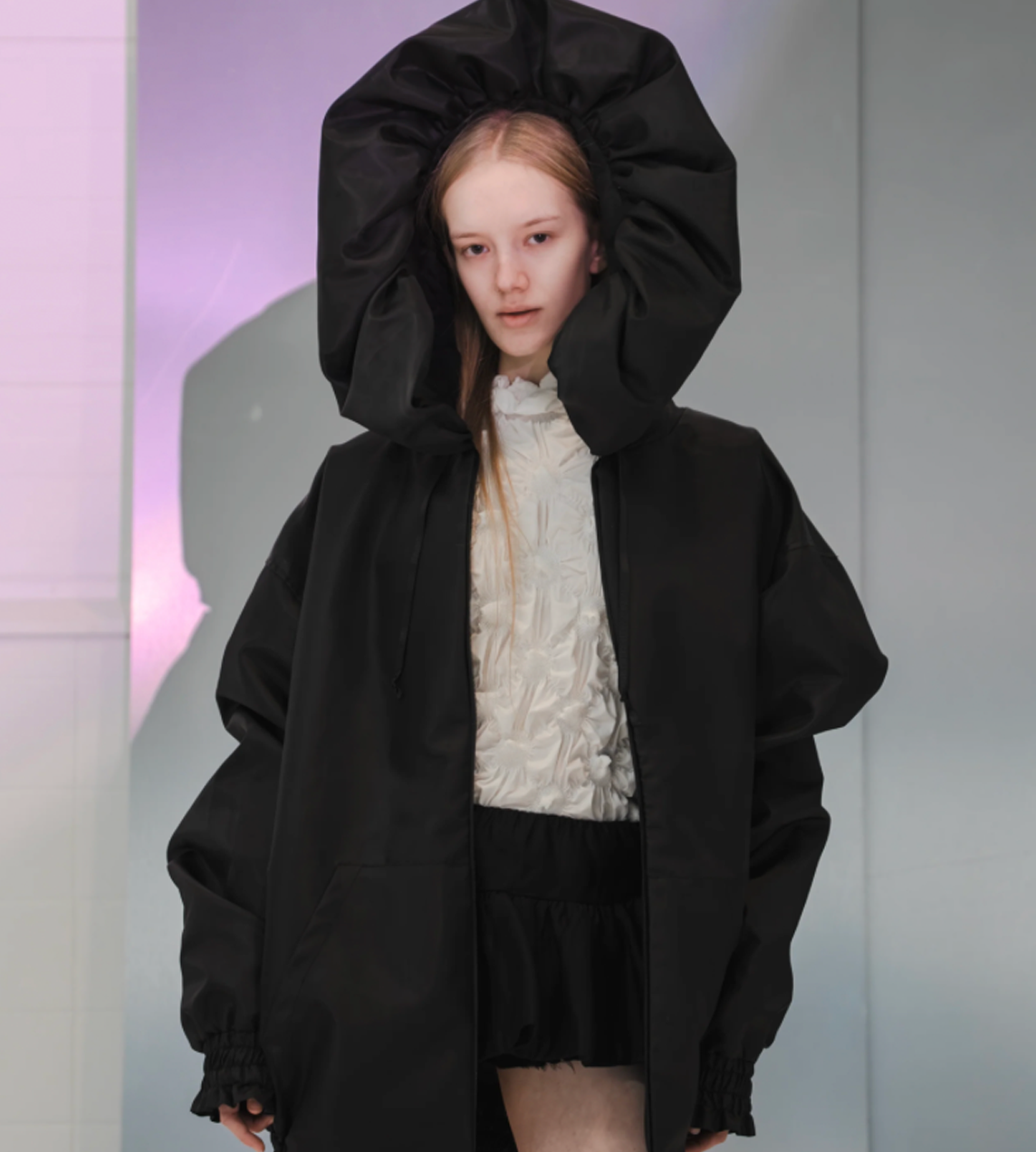 Yume Yume - Nylon Zip-up Coat Black