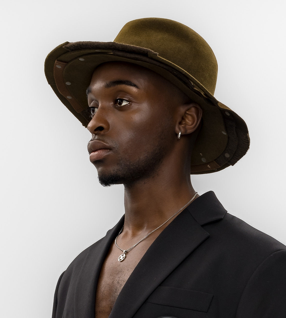 Kijima Takayuki - Stud Detail Fedora Olive Green