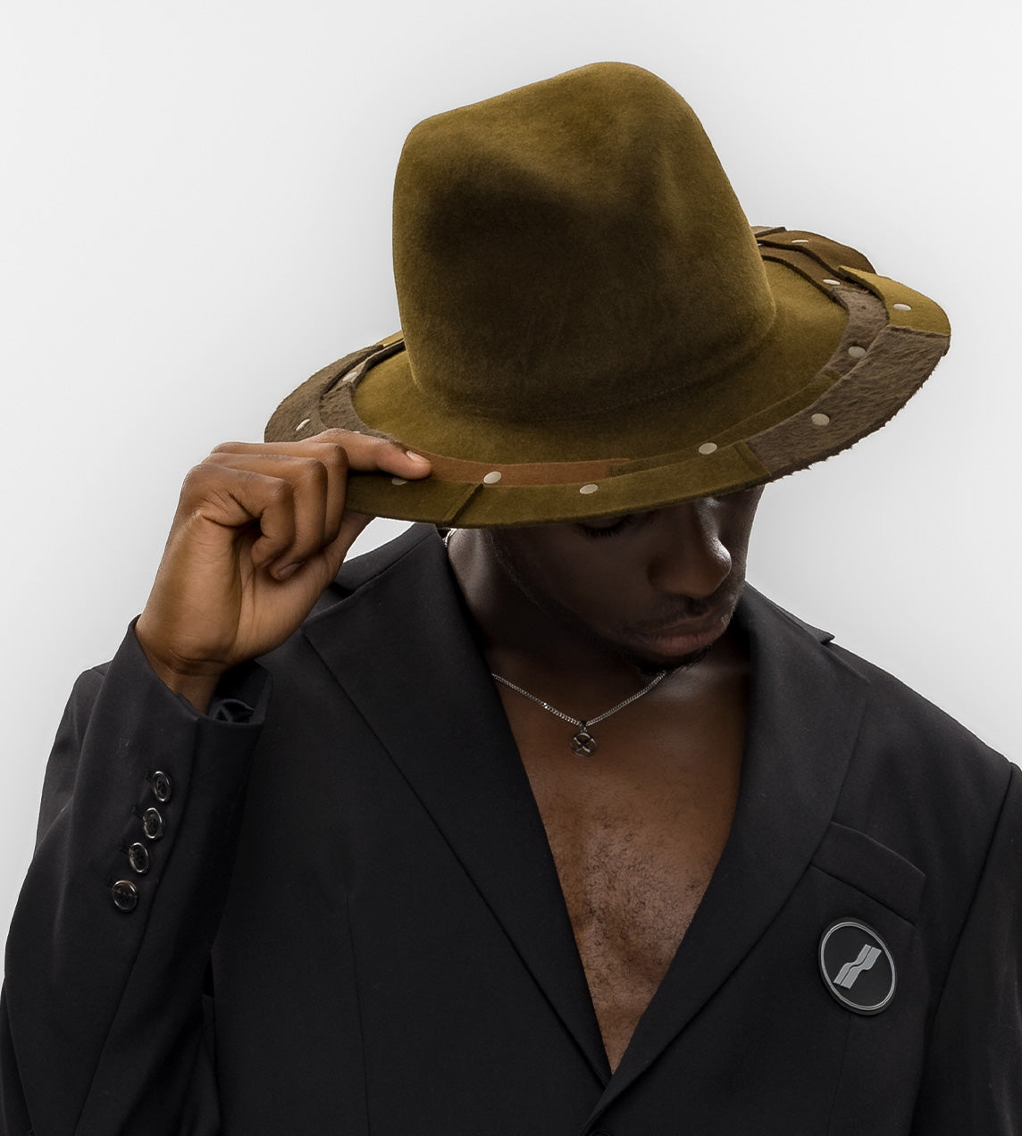 Kijima Takayuki - Stud Detail Fedora Olive Green