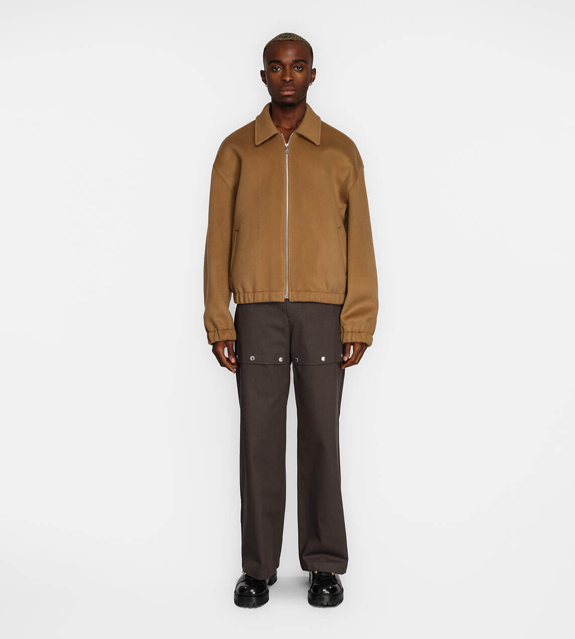 System - Snap Detail Trouser Dark Khaki