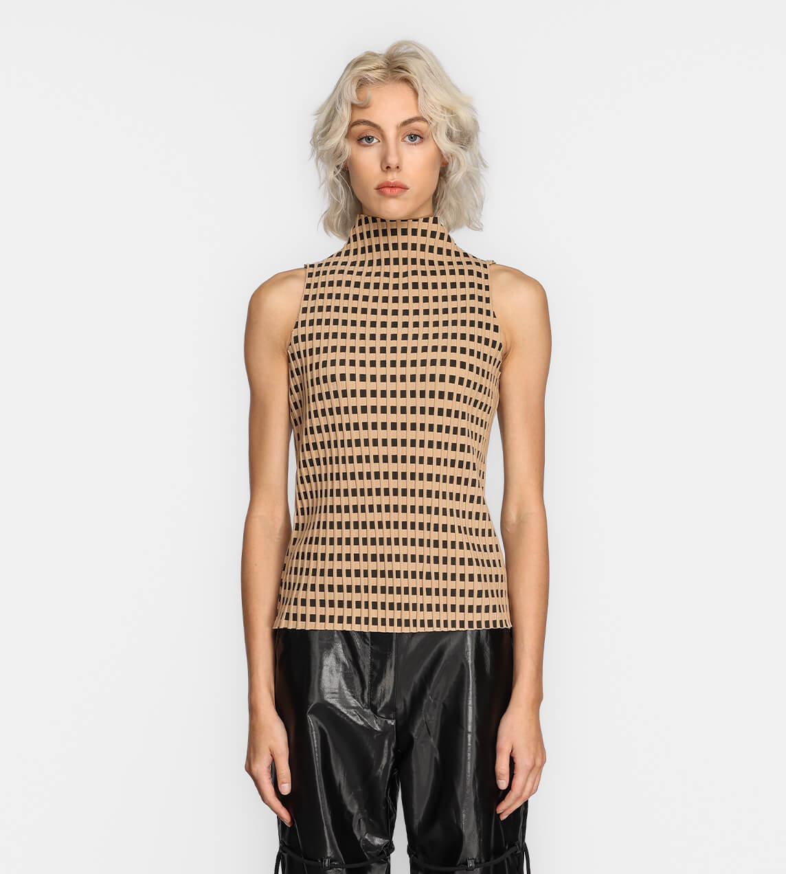 Song For The Mute - Bias Sleeveless Top Beige/Black