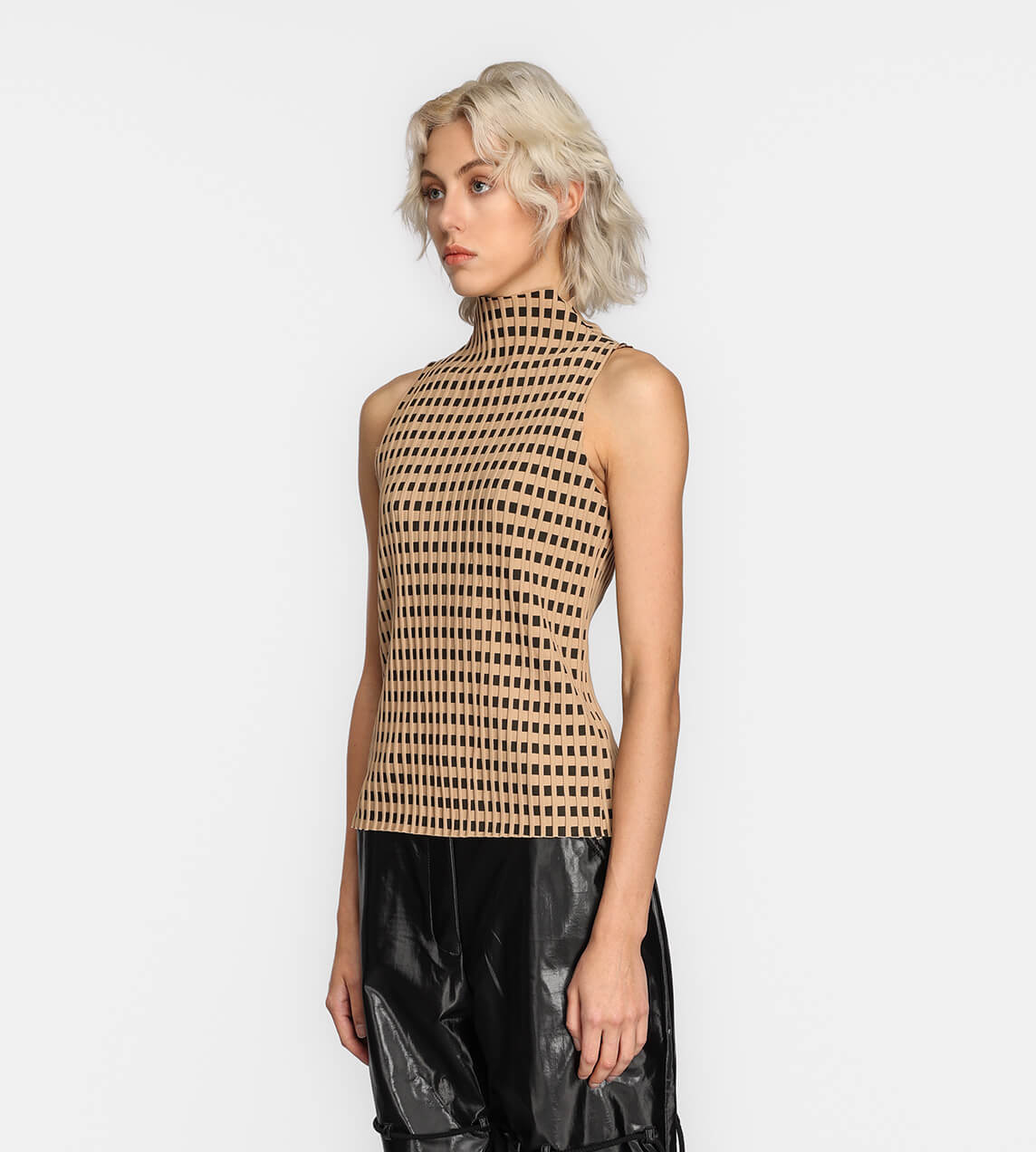 Song For The Mute - Bias Sleeveless Top Beige/Black