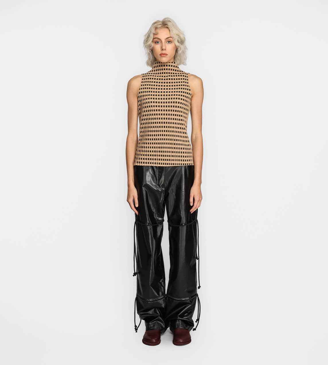 Song For The Mute - Bias Sleeveless Top Beige/Black