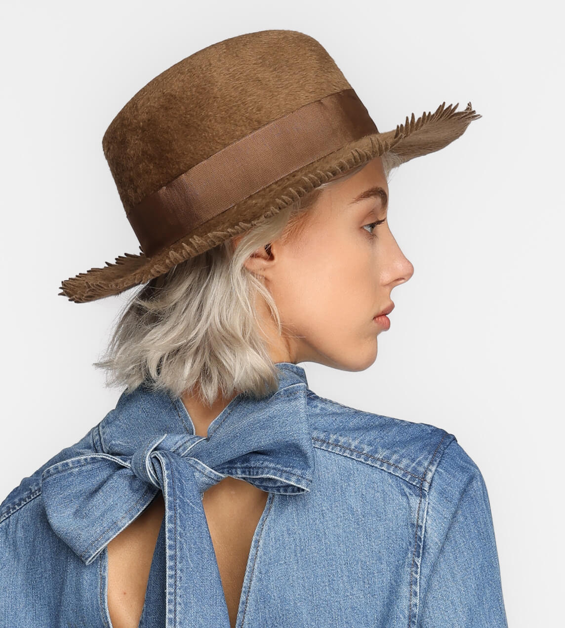 Kijima Takayuki - Fringe Detail Rabbit Felt Hat Camel