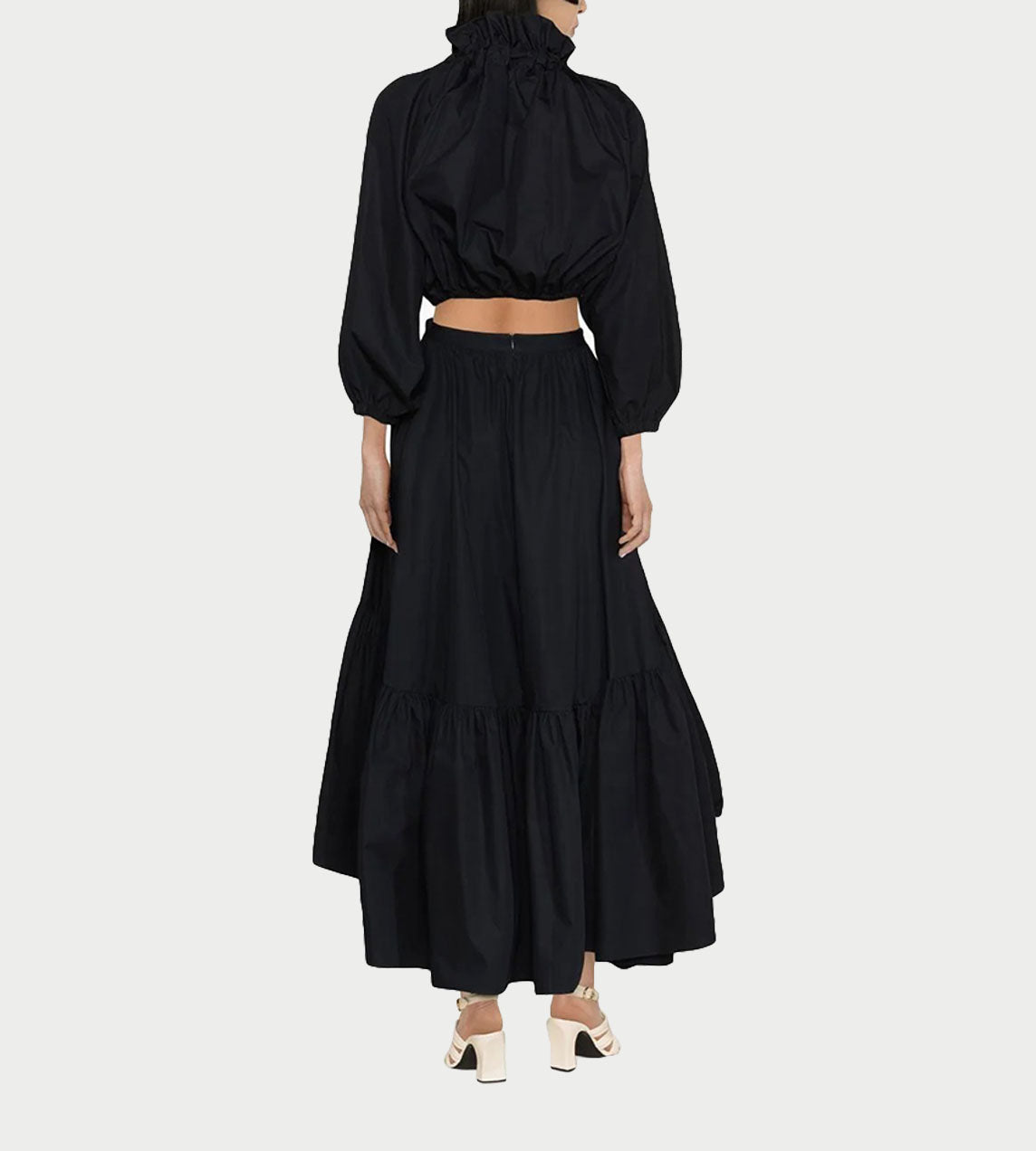 Patou - Grosgrain Long Sleeve Cropped Top Black