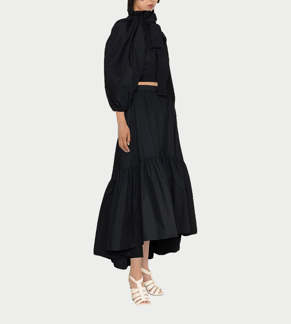Patou - Grosgrain Long Sleeve Cropped Top Black