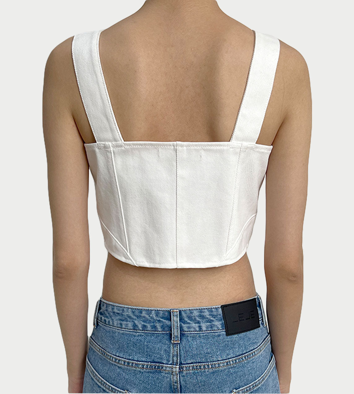 LEJE - Denim Crop Top White