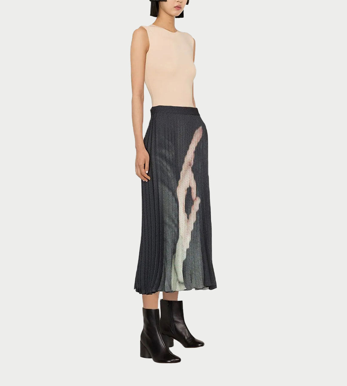 MM6 Maison Margiela - Printed Hand Pleated Skirt