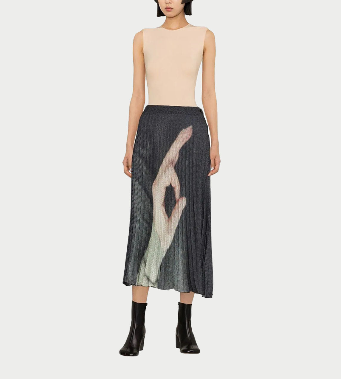 MM6 Maison Margiela - Printed Hand Pleated Skirt