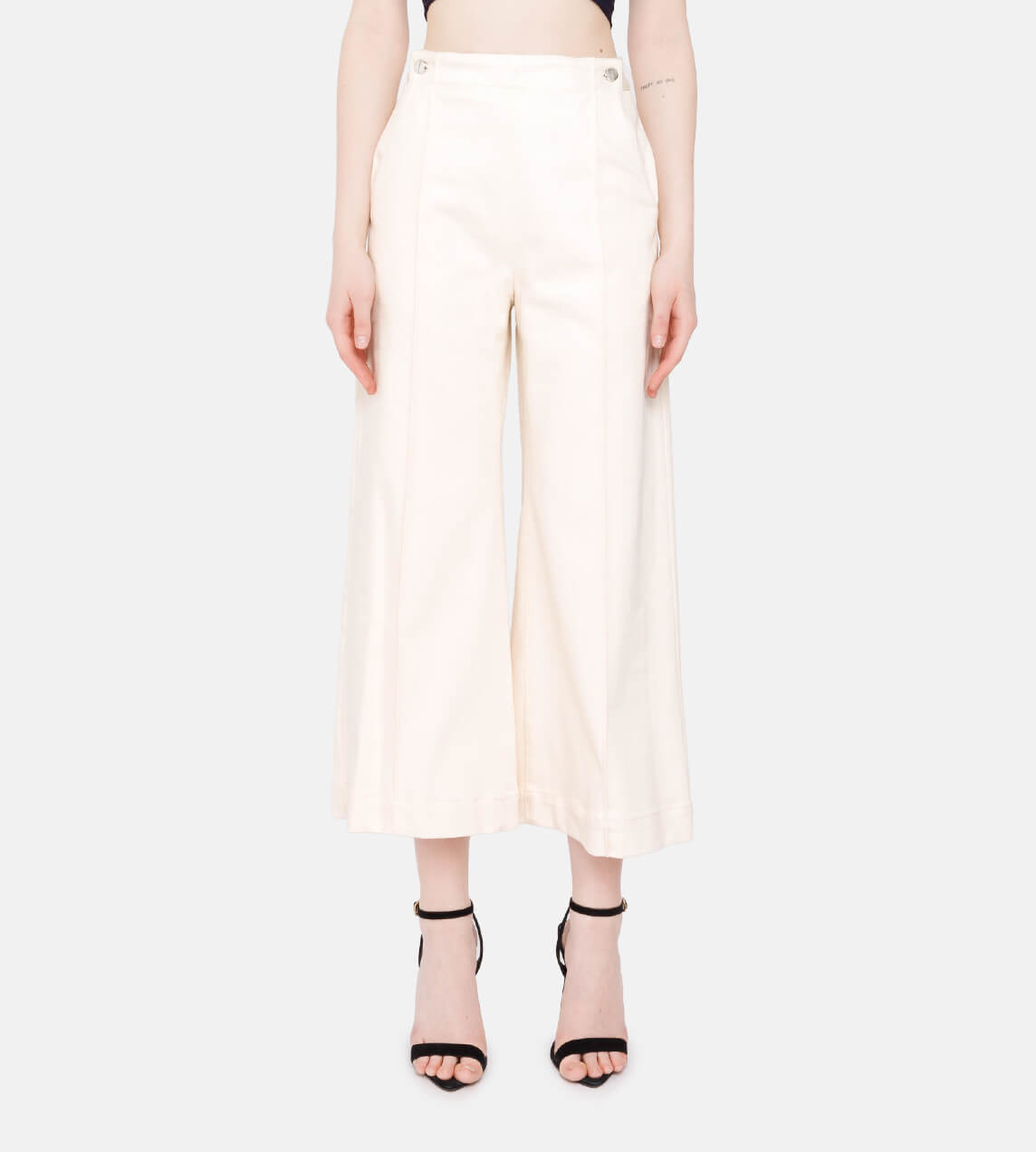 Rosetta Getty - Pintuck Front Cropped Wide Jeans