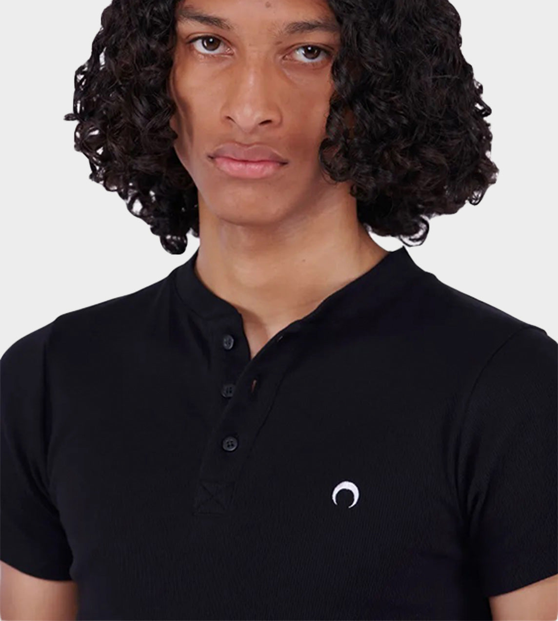 Marine Serre - Organic Cotton Henley Tee Black