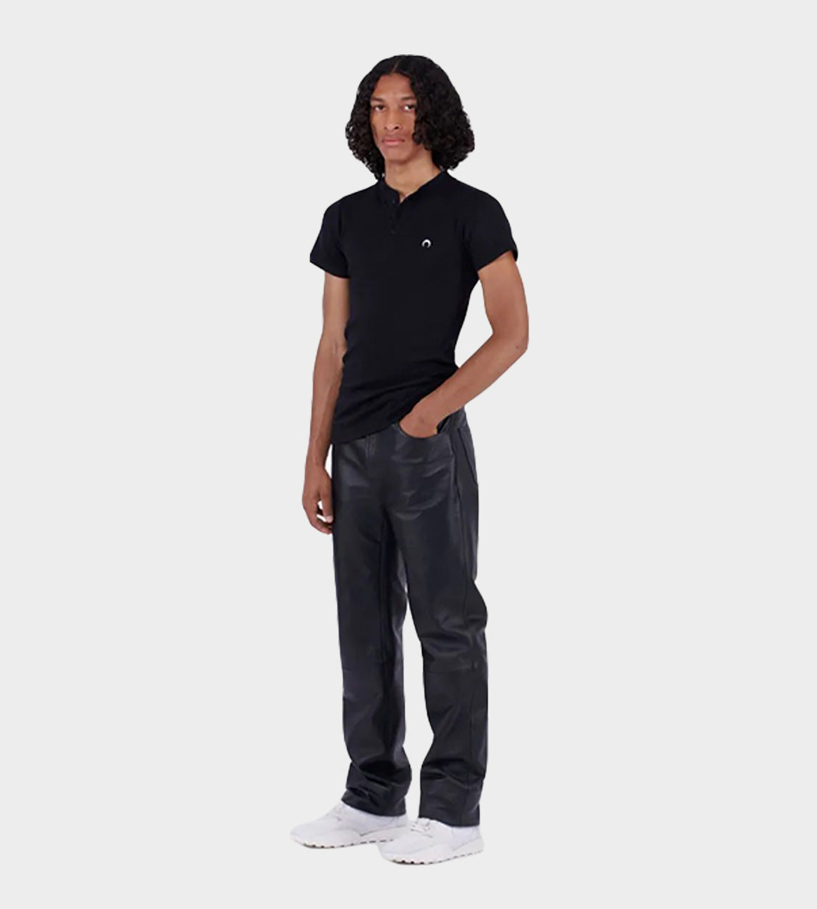 Marine Serre - Organic Cotton Henley Tee Black