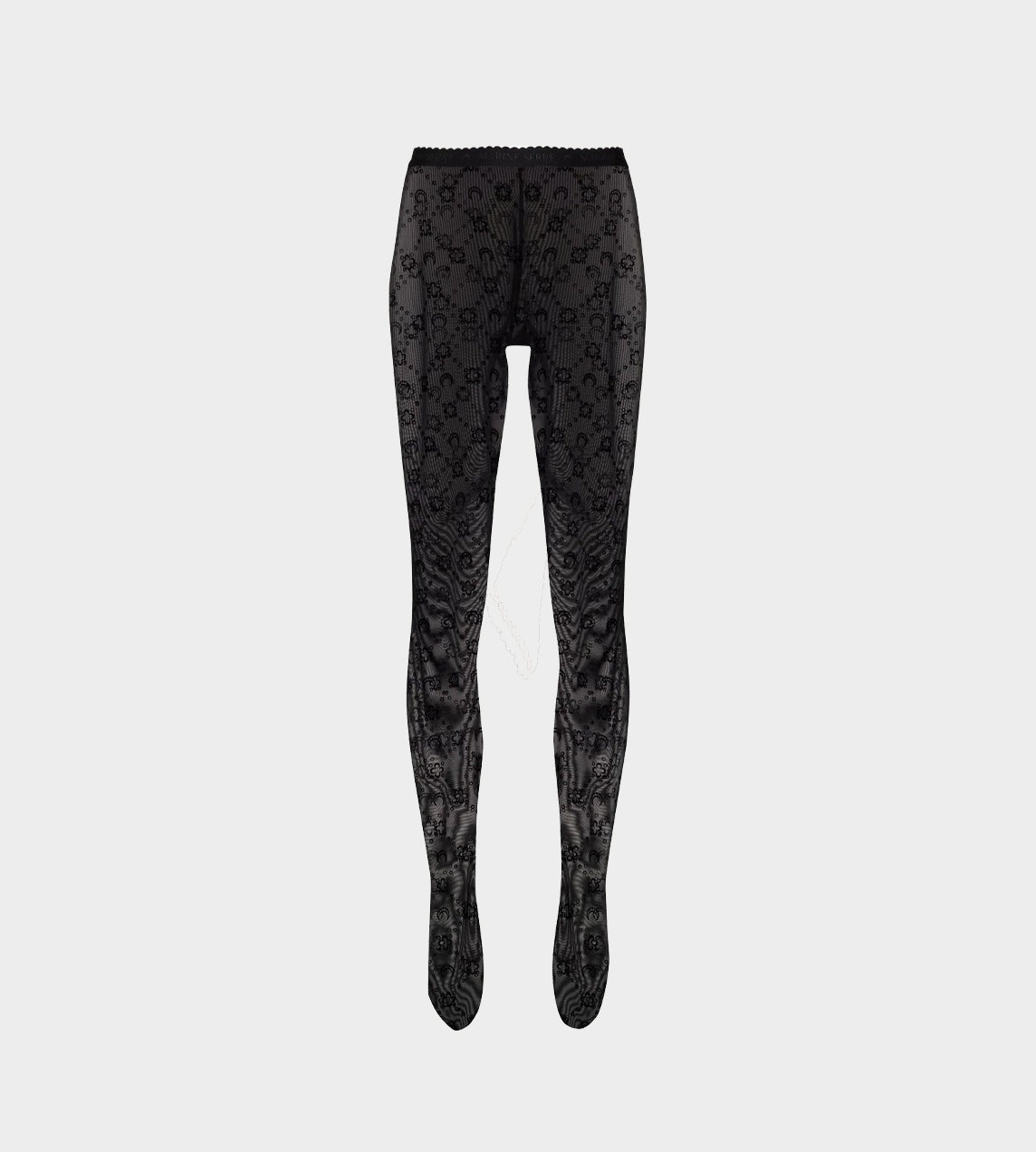 Marine Serre - Moonogram Flocked Mesh Tights Black