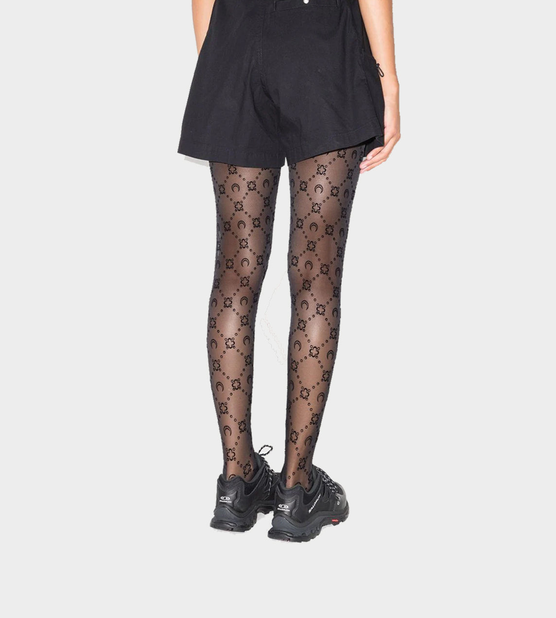 Marine Serre - Moonogram Flocked Mesh Tights Black