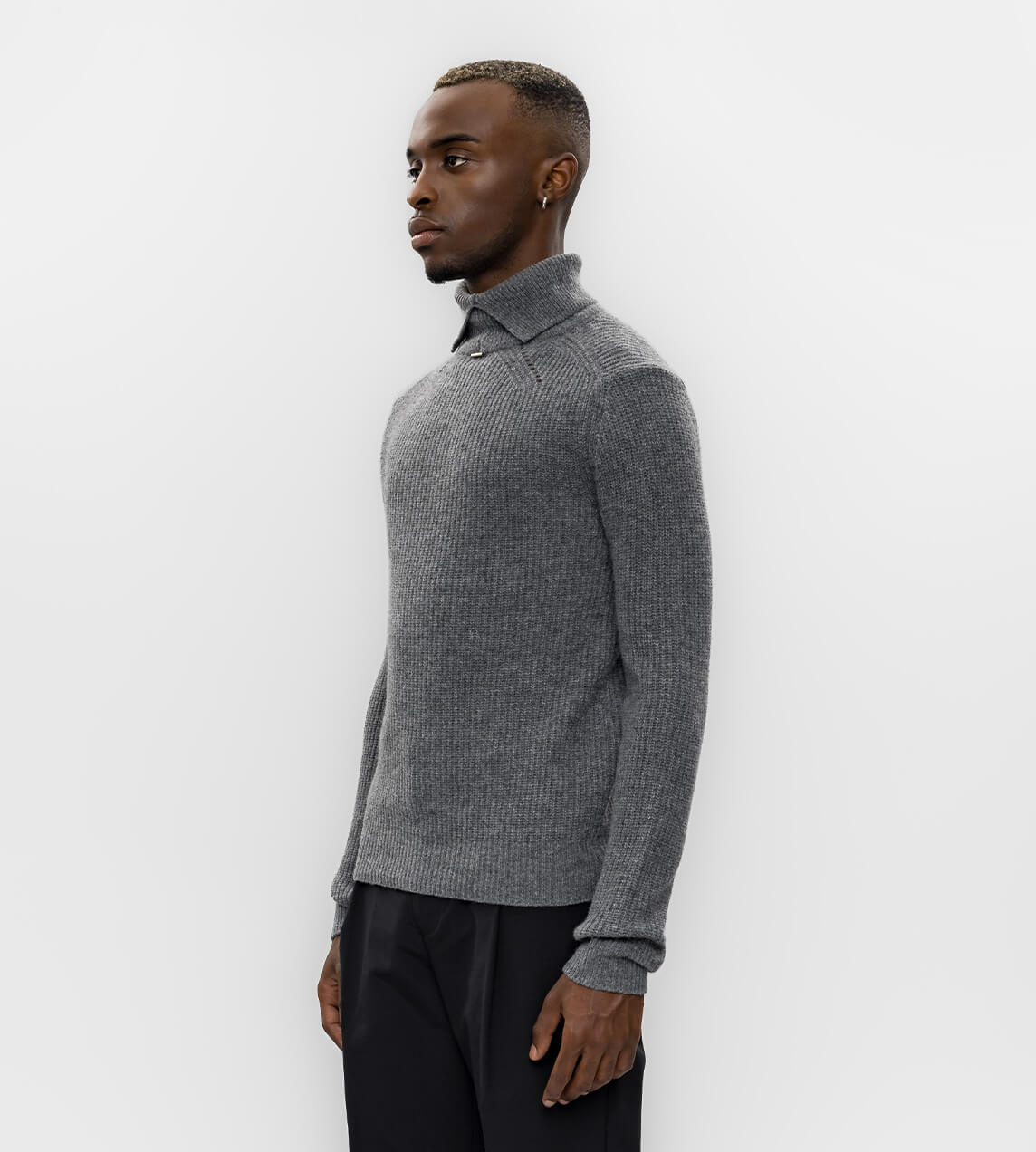 System - Basic Rib Turtleneck Dark Grey