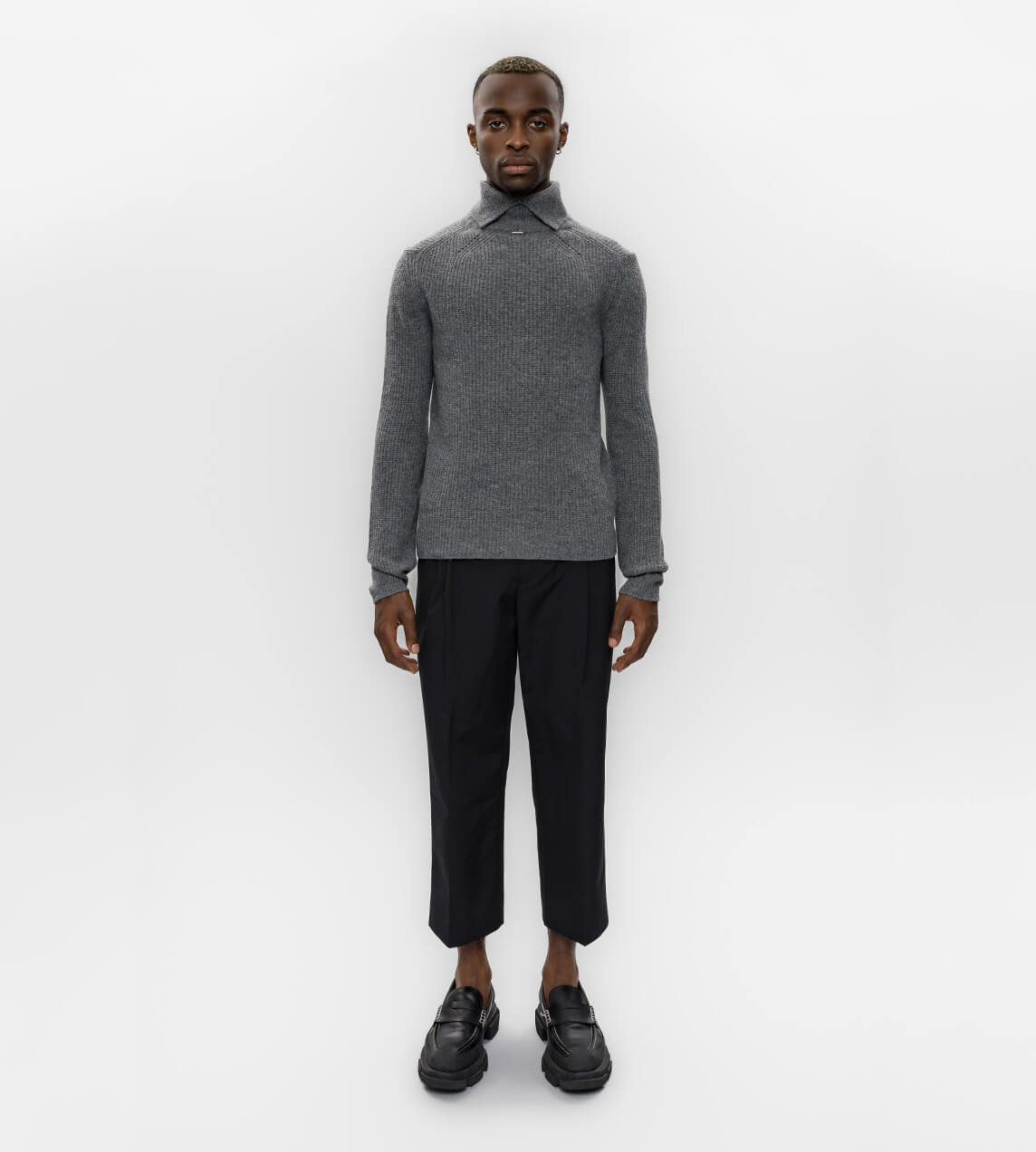 System - Basic Rib Turtleneck Dark Grey