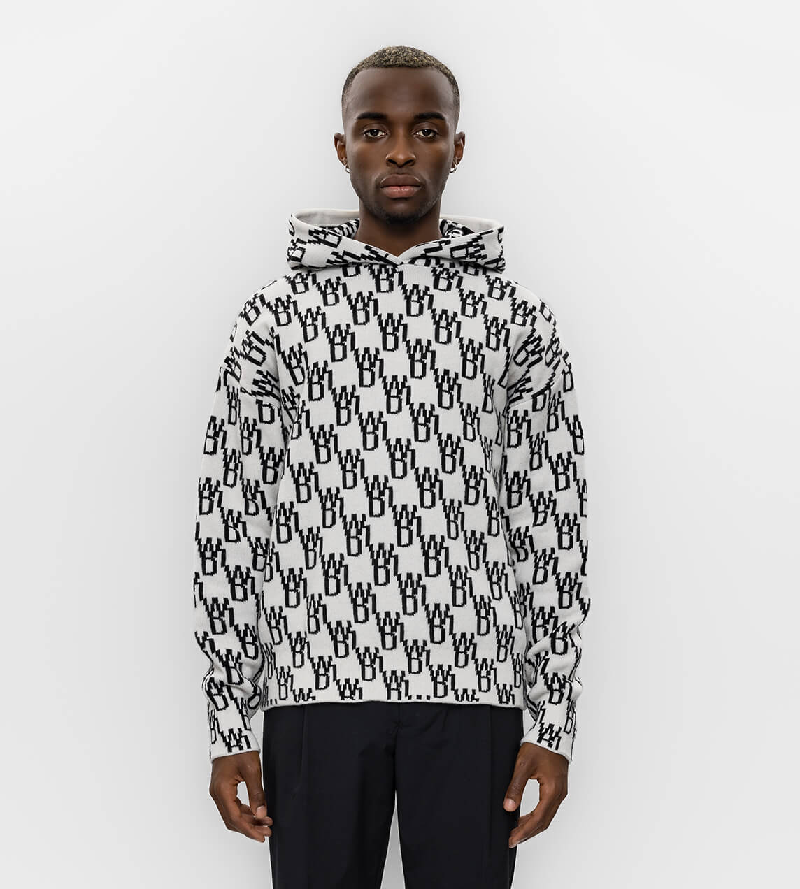 WE11DONE - WD1 Graphic Knit Hoodie Ivory