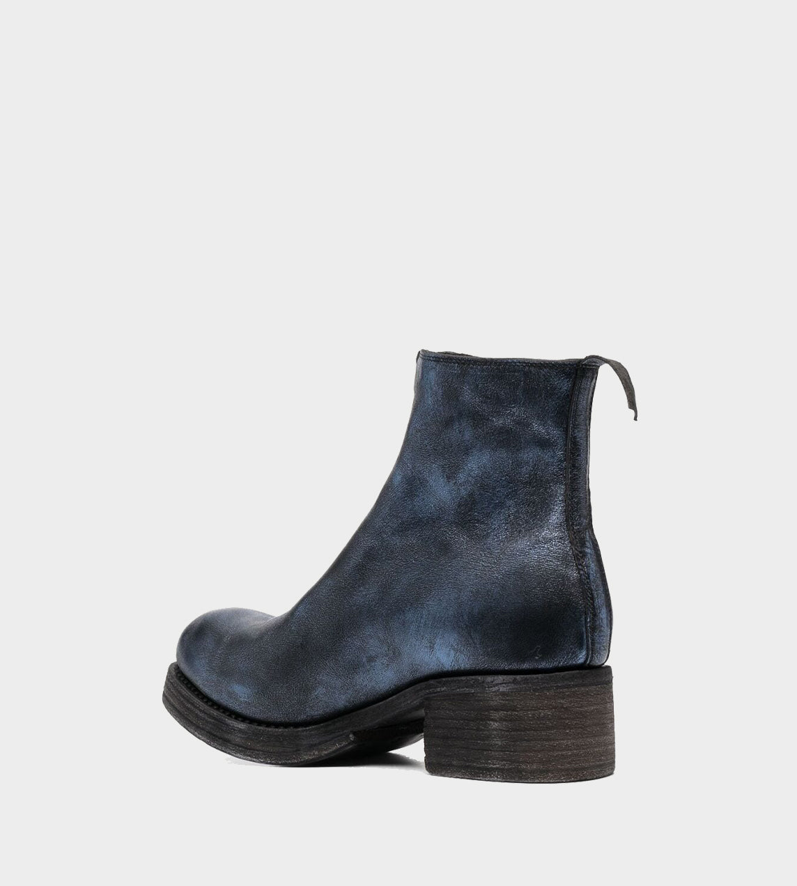 Guidi - PL1WZ Stacked Heel Front Zip Blue Foil