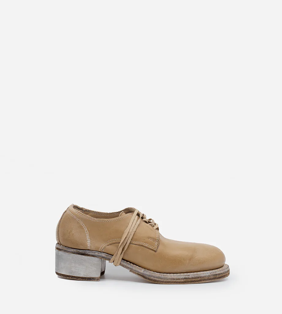 Guidi - 792ZI Metal Heel Lace up Loafer Beige