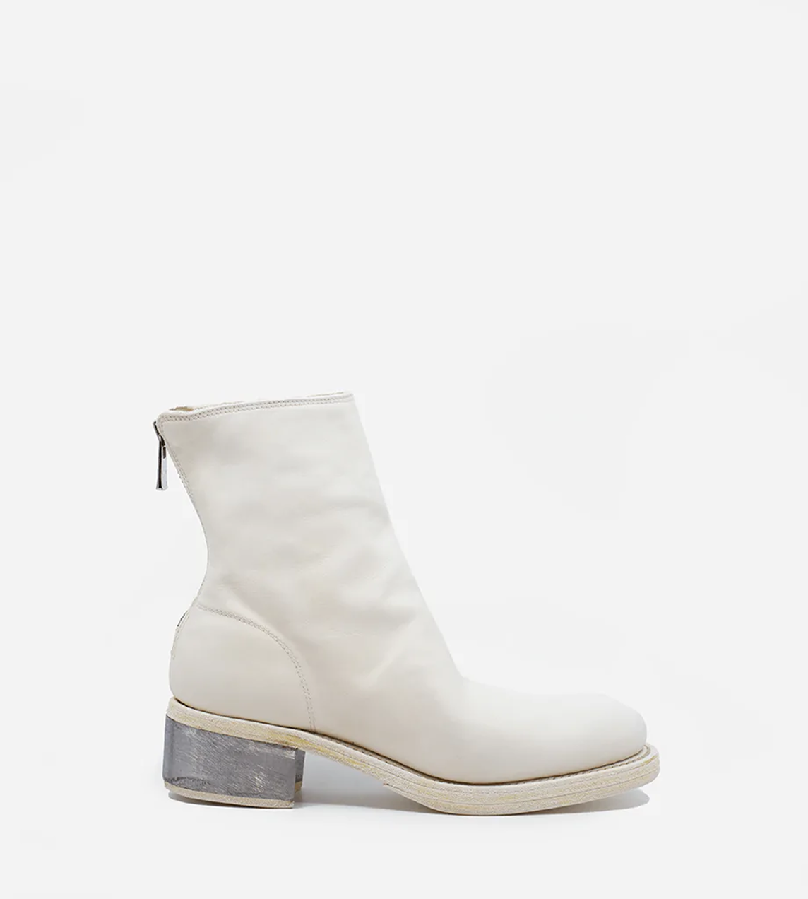 Guidi 796ZI Back Zip Metal Heel Mid Boot White 37.5