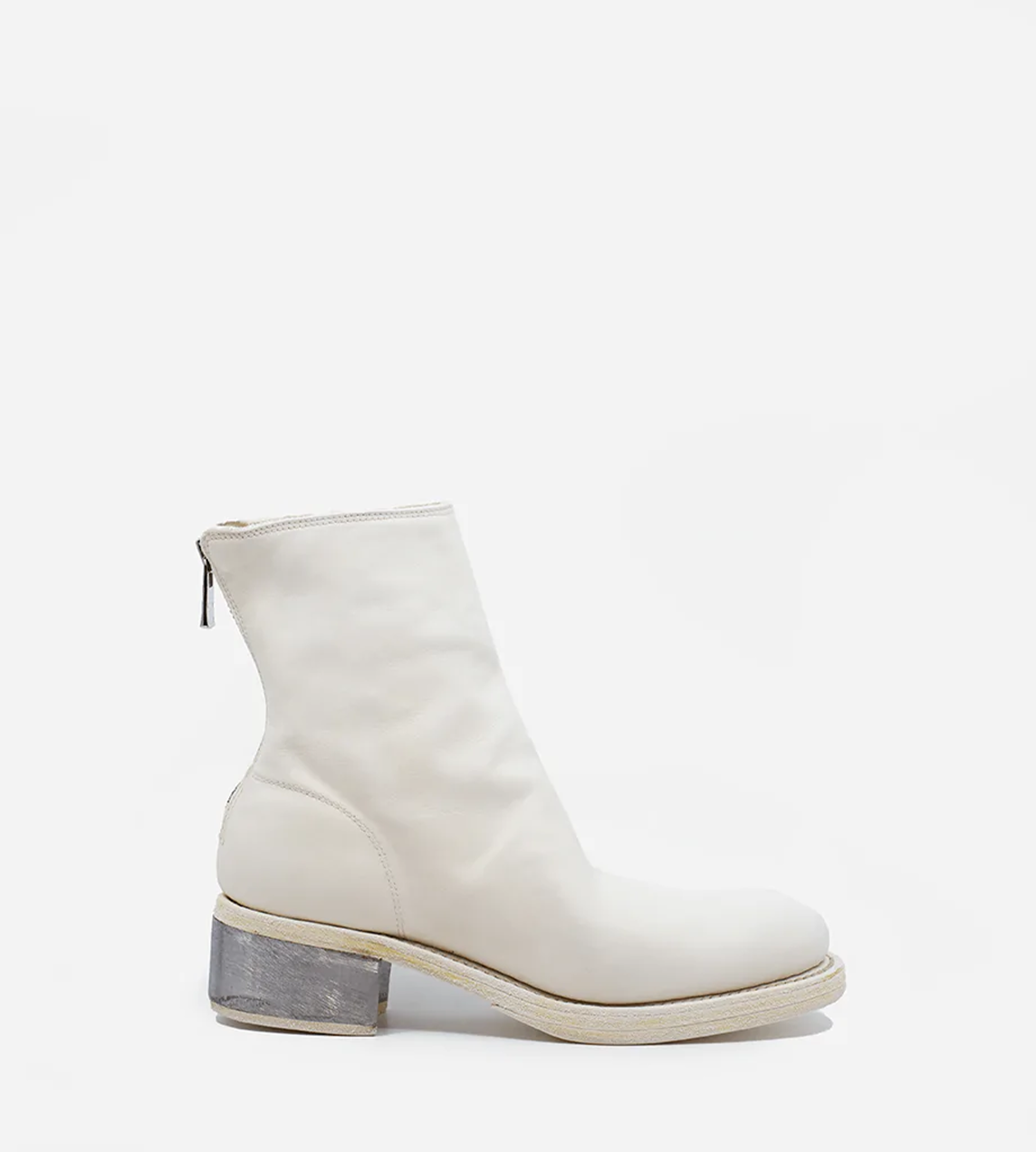 Guidi - 796ZI Back Zip Metal Heel Mid Boot White