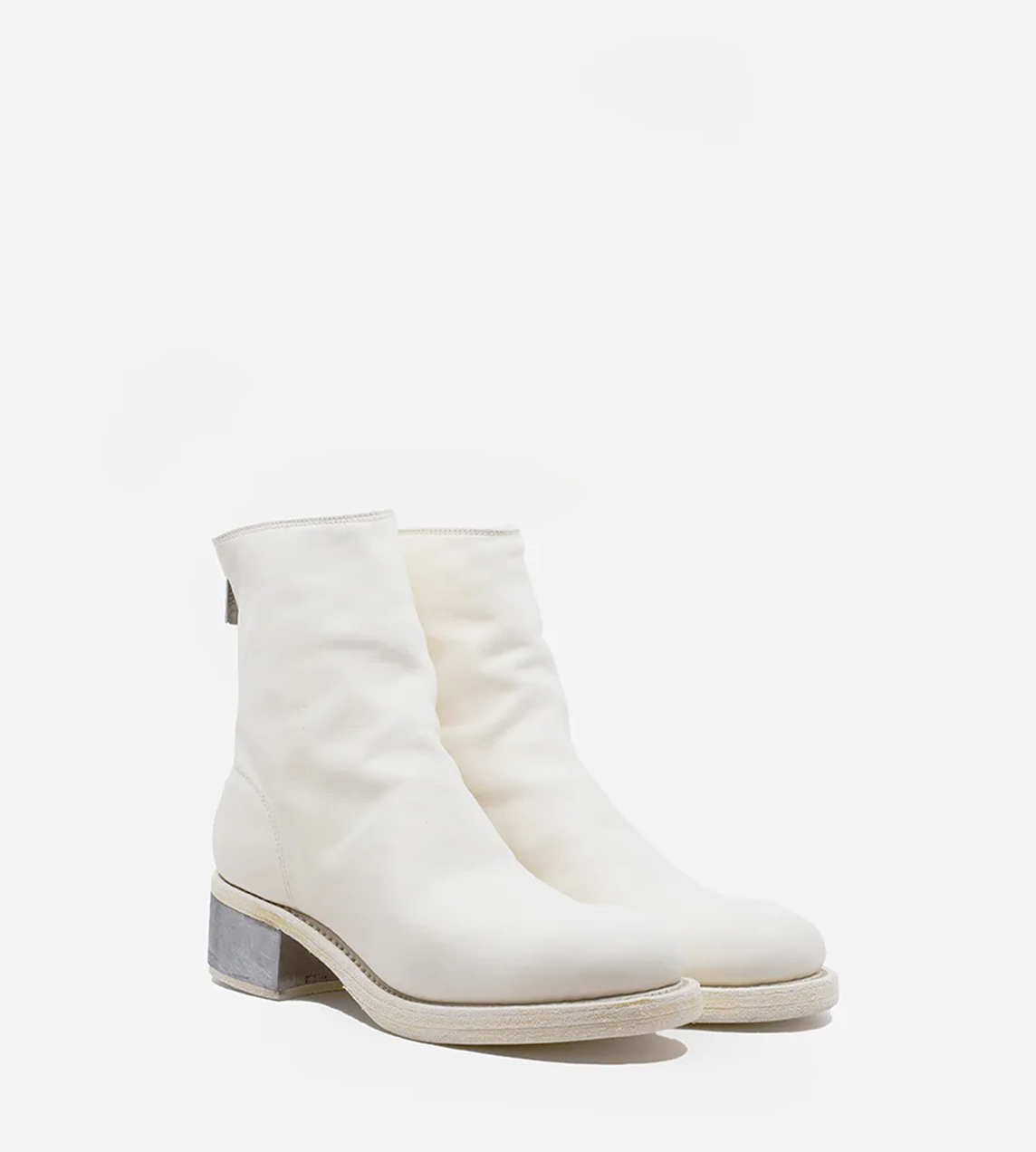 Guidi - 796ZI Back Zip Metal Heel Mid Boot White