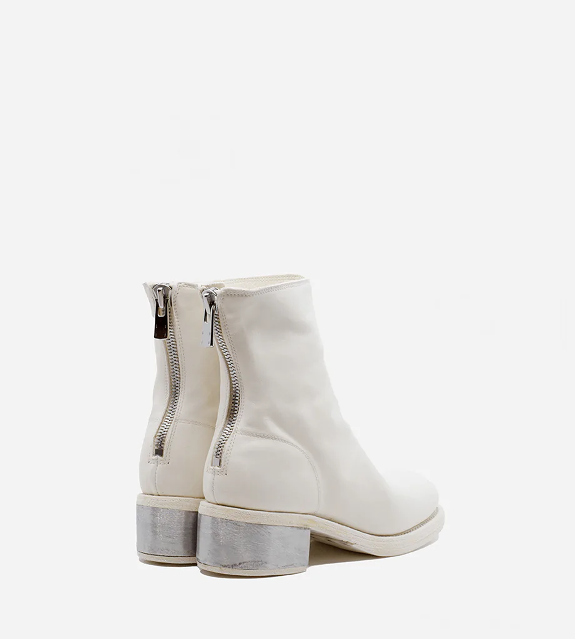 Guidi - 796ZI Back Zip Metal Heel Mid Boot White