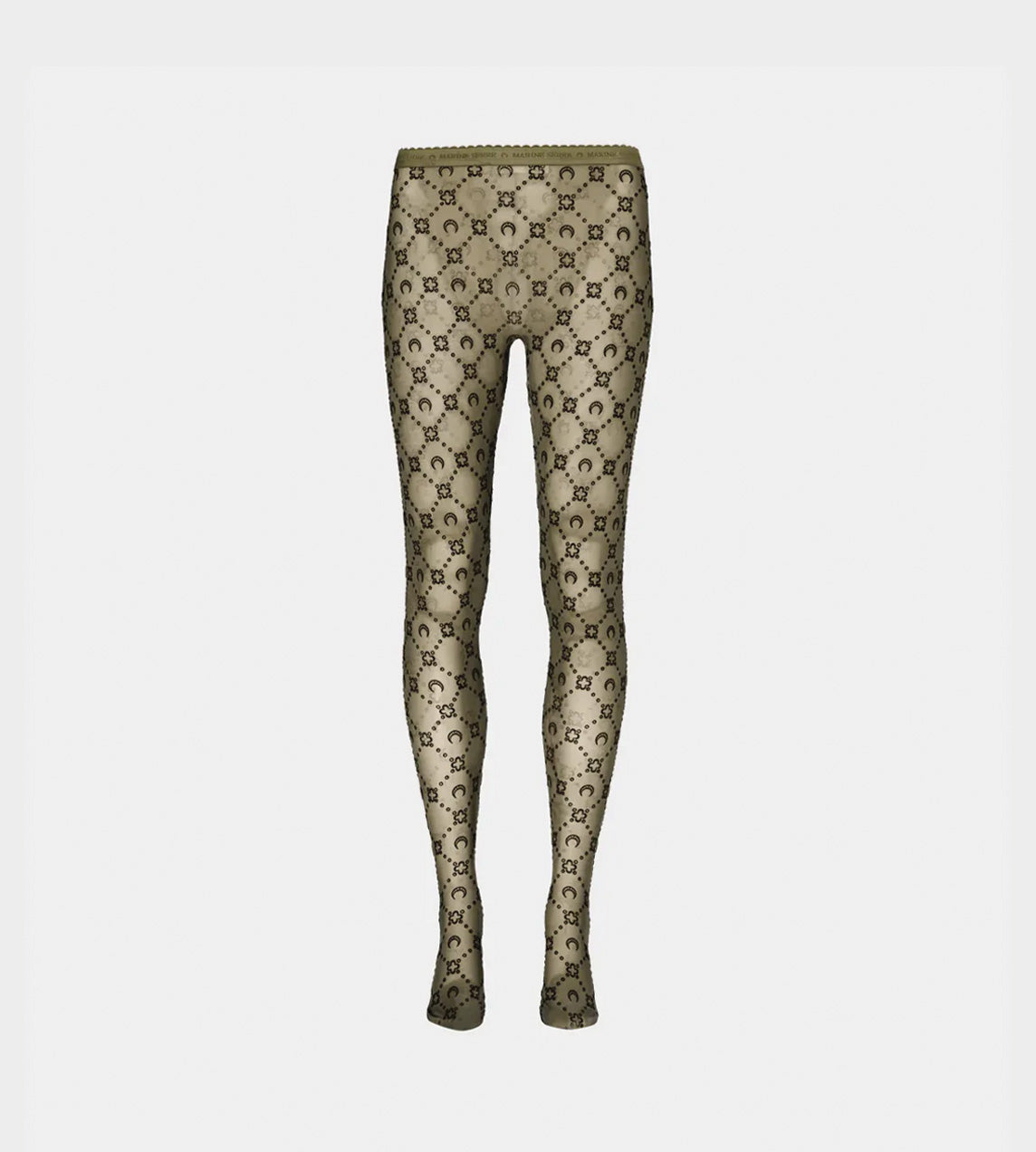 Marine Serre - Moonogram Flocked Mesh Tights Green