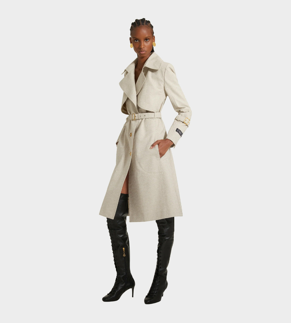 Patou -  Medallion Jacquard Trenchcoat Beige