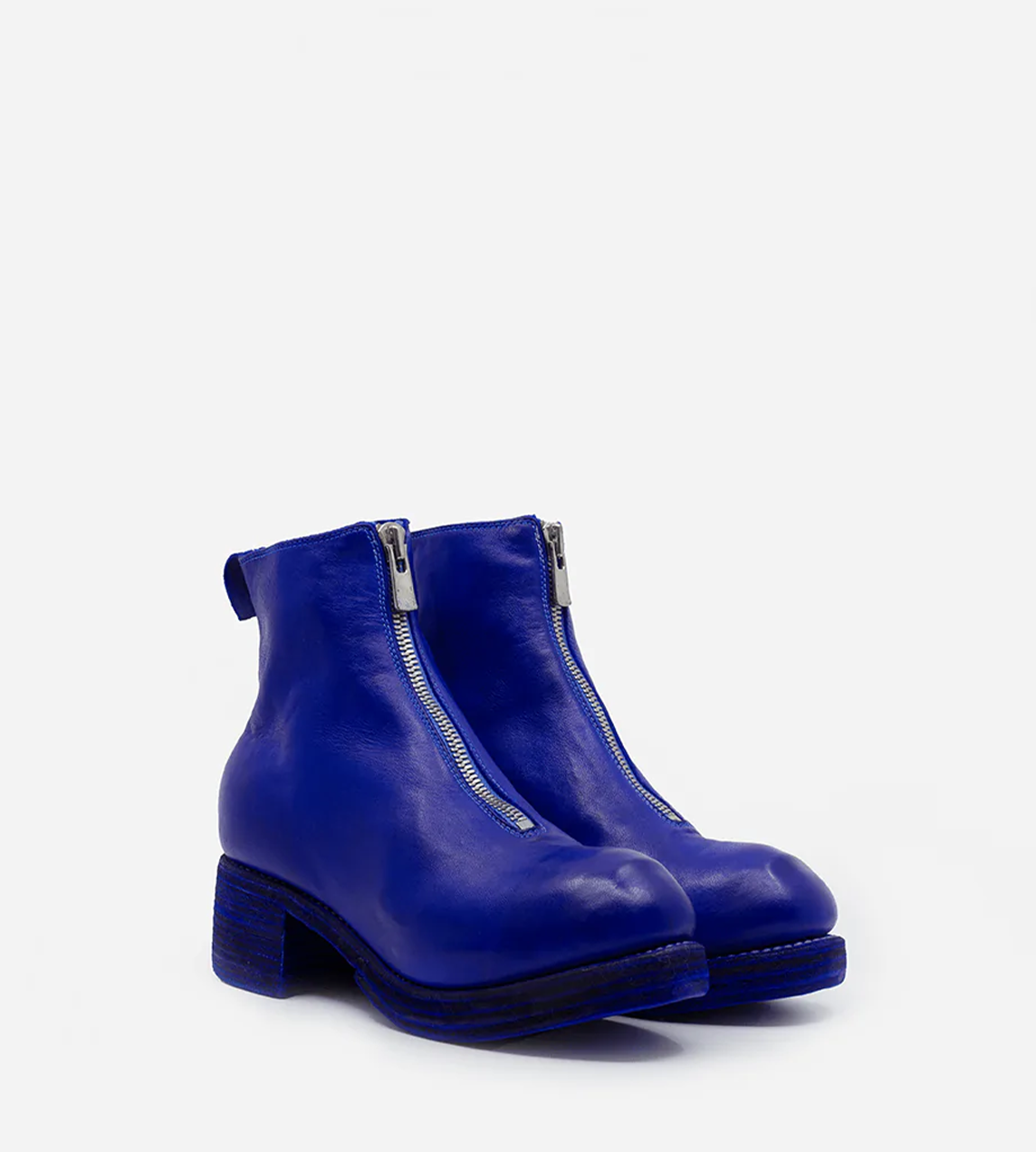 Guidi - PL1WZ Stacked Heel Front Zip Cobalt Blue