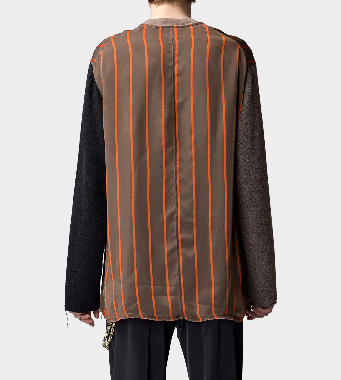 Song For The Mute - Bold Stripe Raw Crewneck Pullover Brown