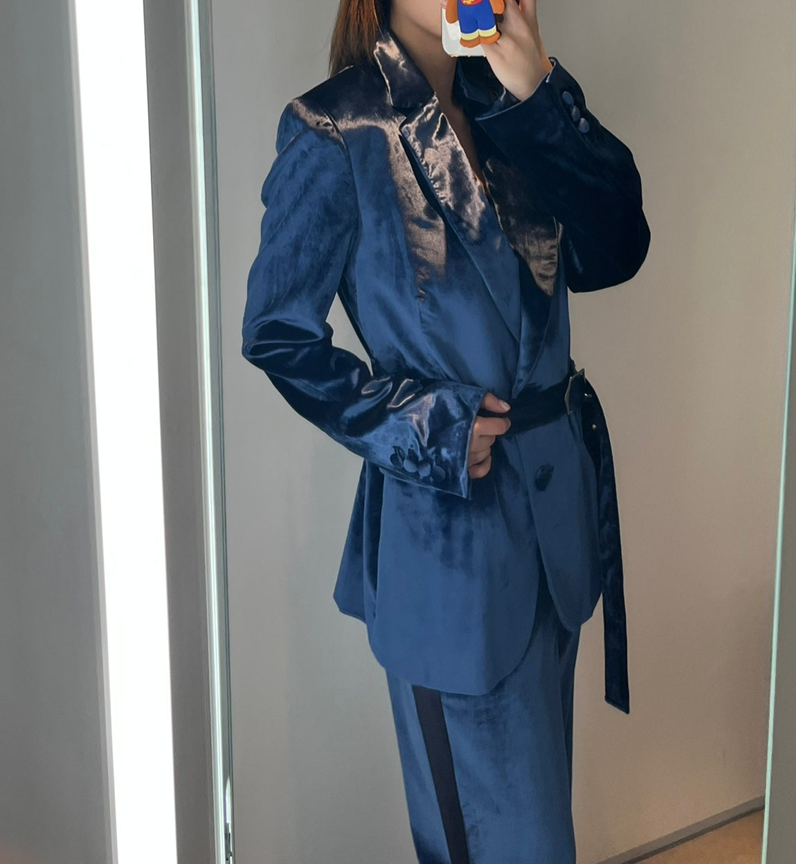 Sies Marjan - Terry Velvet Belted Blazer Turquoise