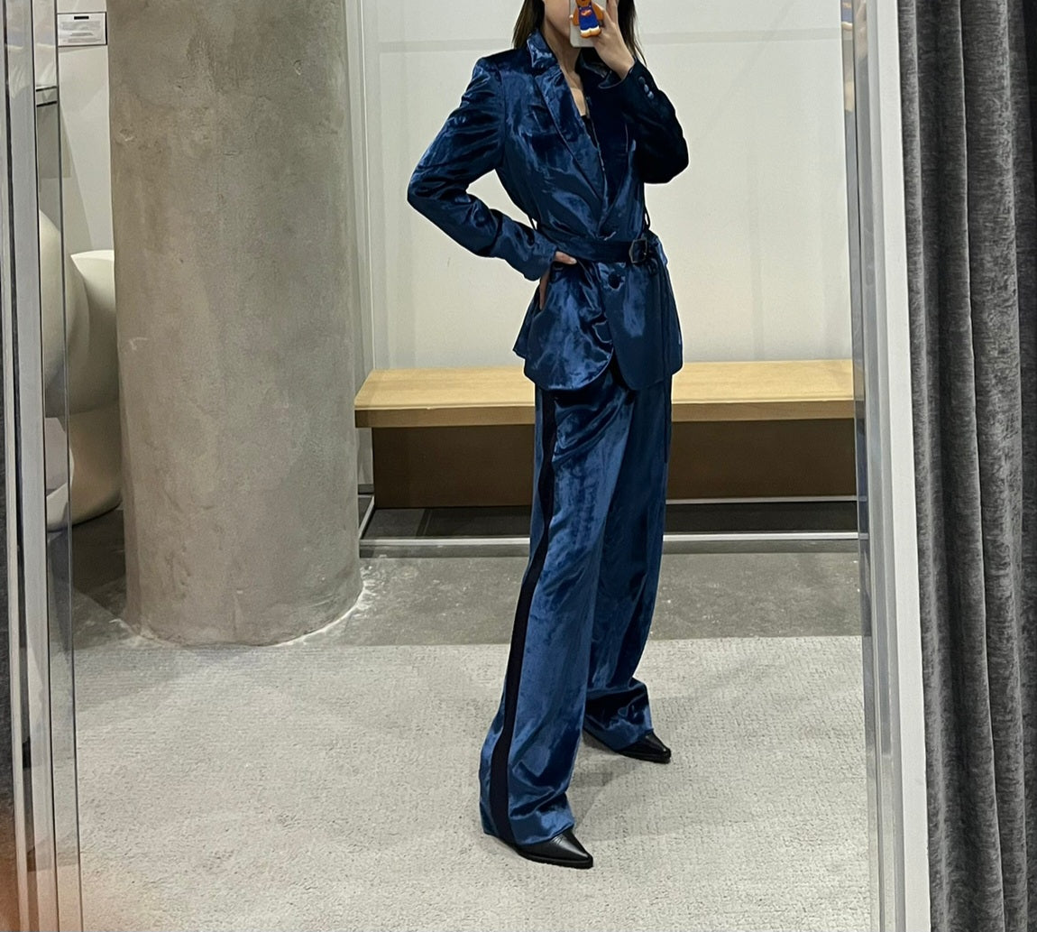 Sies Marjan -Sonya Liquid Velvet Slim Pant Turquoise