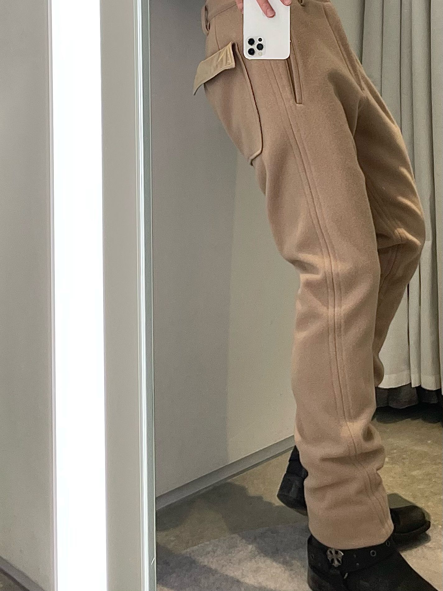 Sulvam - Slit Detail Slim Trousers Beige