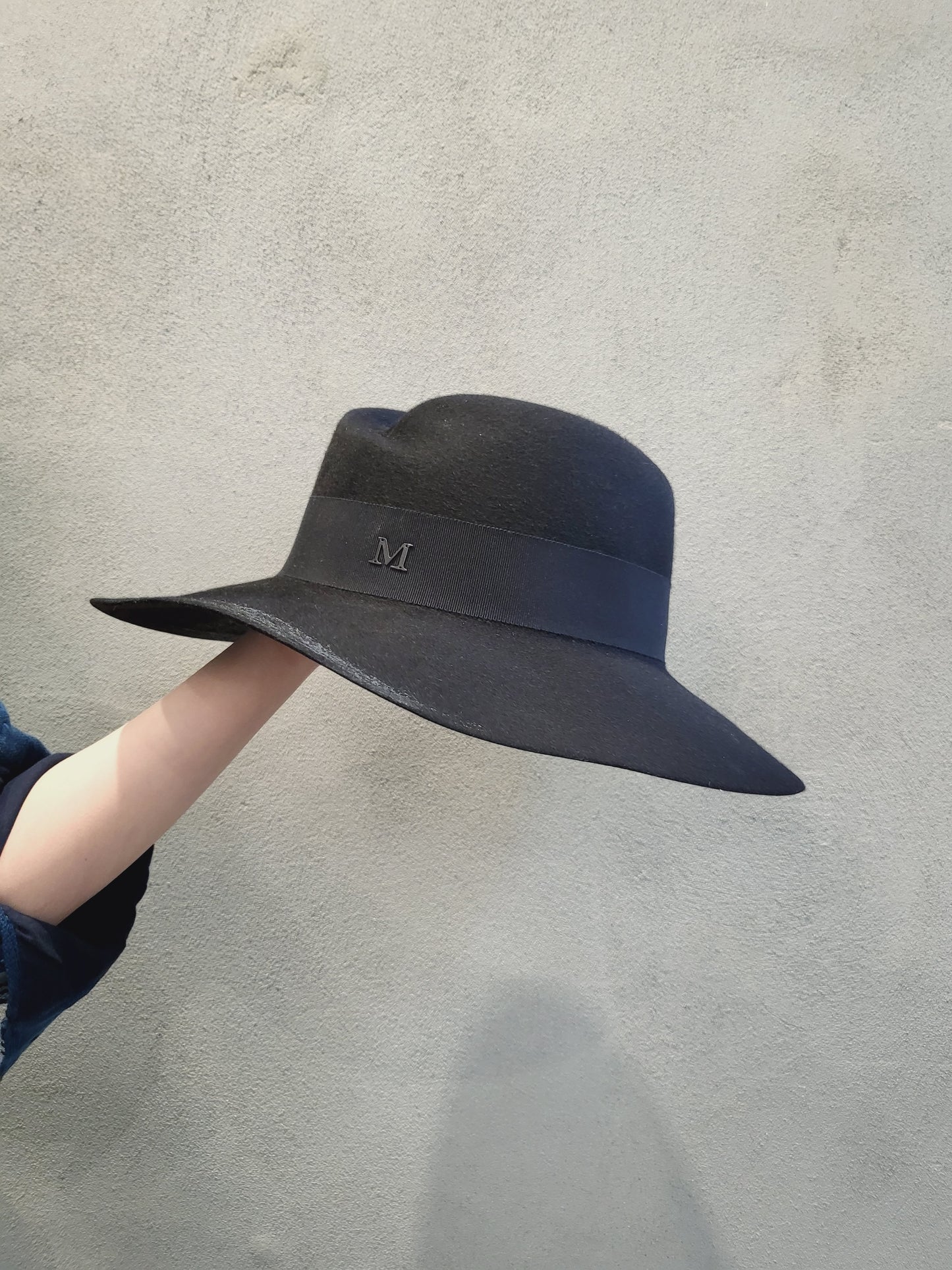 Maison Michel - Painted Brim Fedora Black