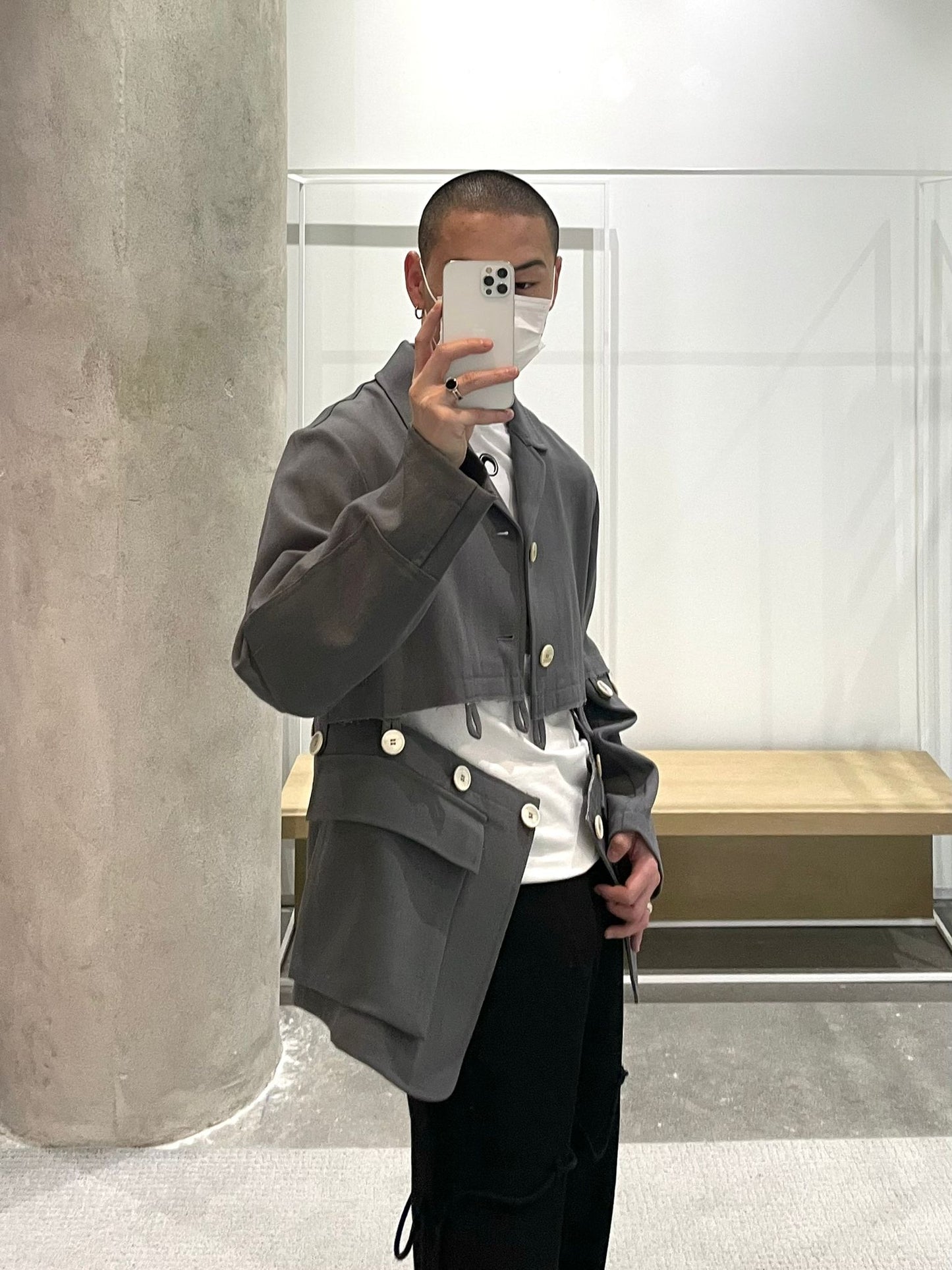 Adjustable Length Half Button Jacket