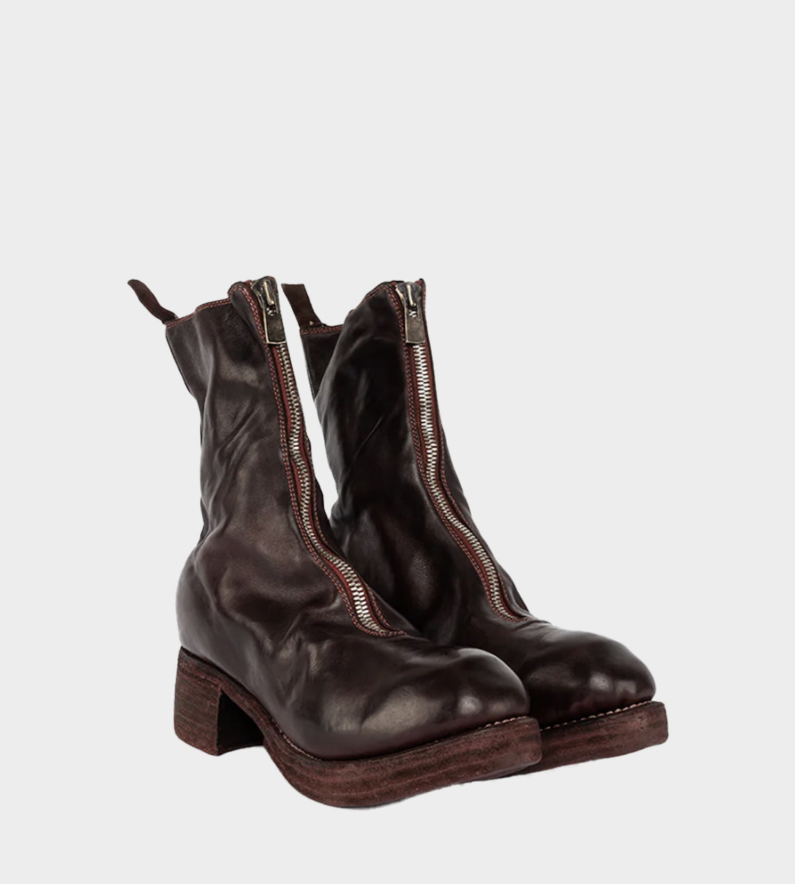 Guidi - PL2WZ Mid Calf Front Zip Burgundy