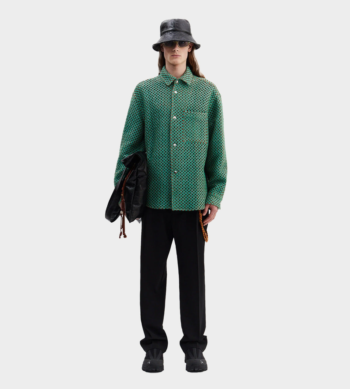 SONG FOR THE MUTE - Woven Straw Overshirt Green