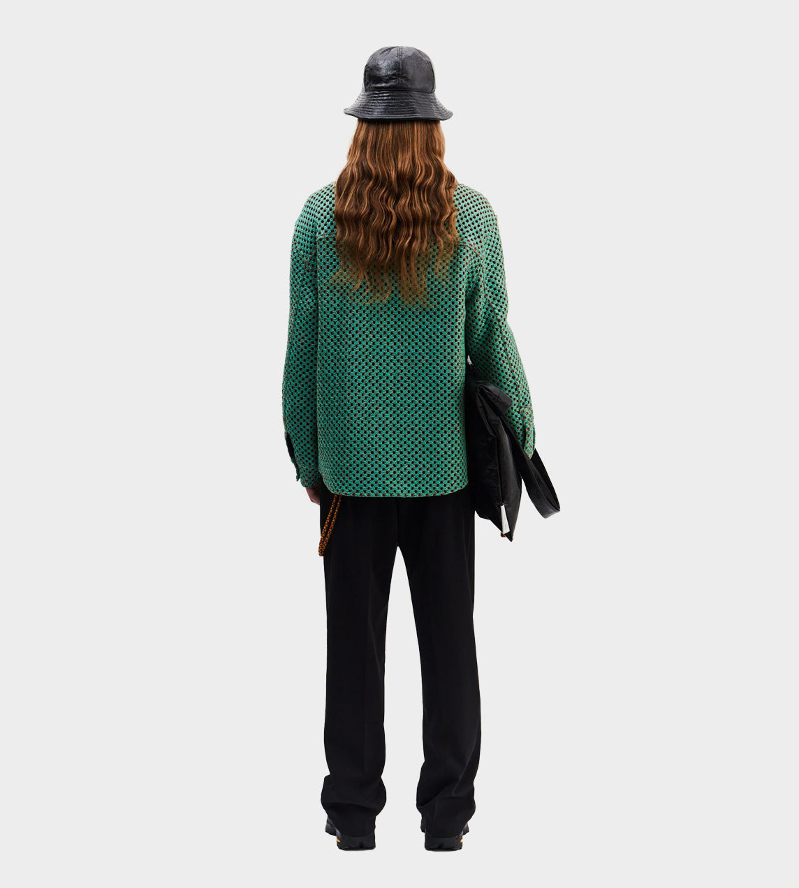 Woven Straw Overshirt Green