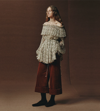 INTO THE EAST - Corduroy Cropped Trousers Orange