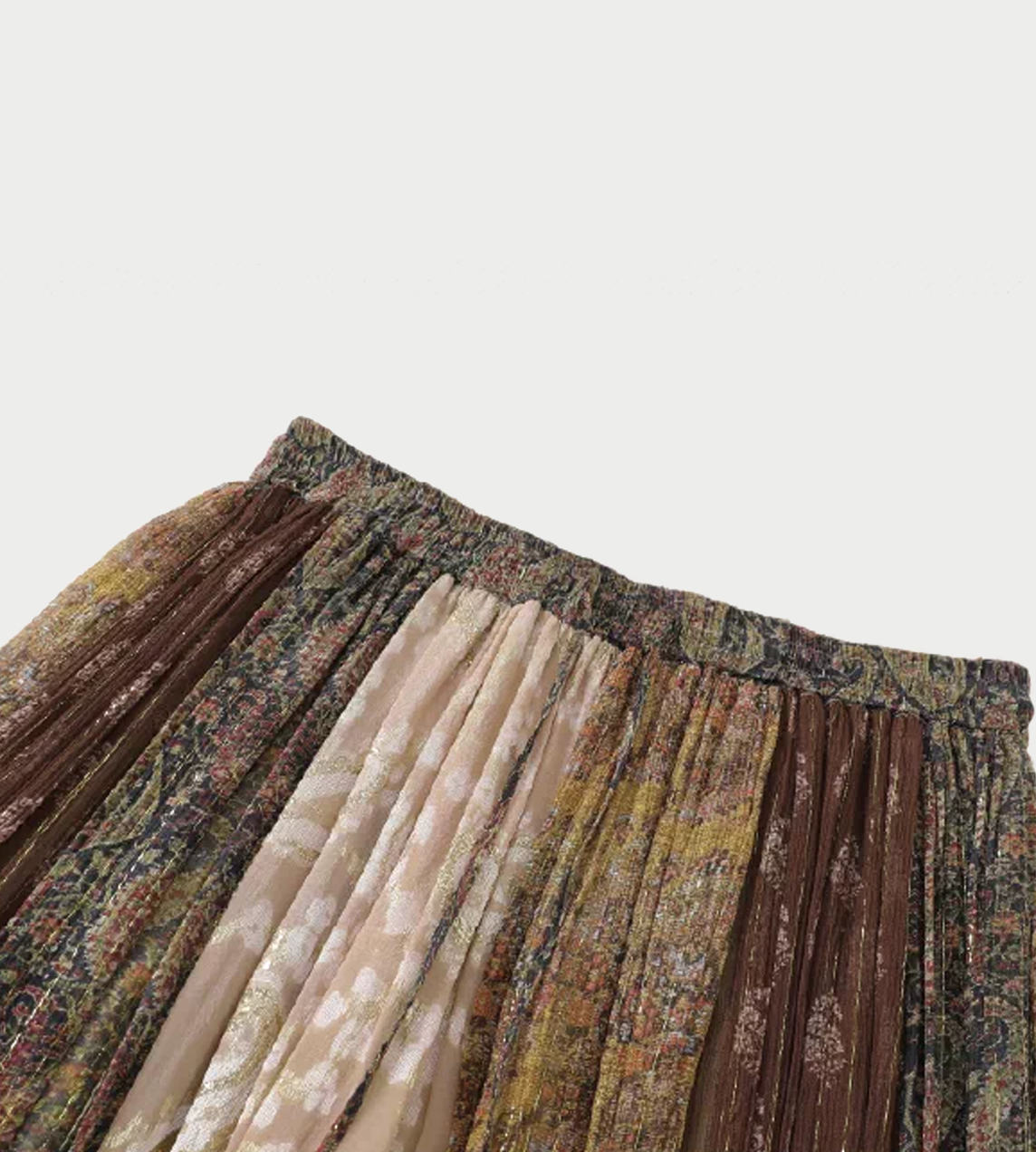 Paisley Pleated Patchwork Skirt Print
